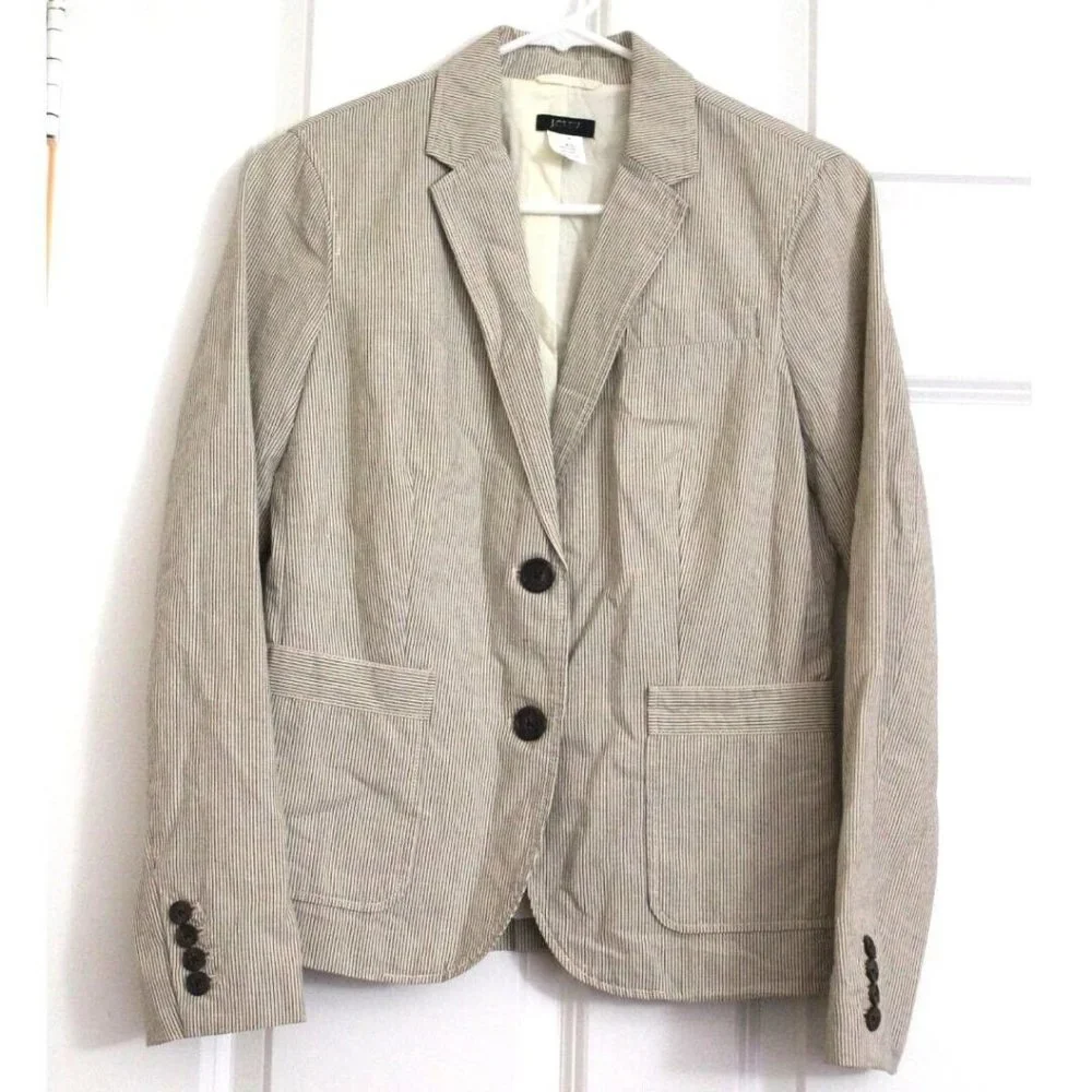 J.Crew Pinstripe Blazer Cotton Lightweight Office Schoolboy Preppy (No size)